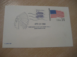 CEDAR RAPIDS 1988 Stamp Club American Indians Indian Cancel Card USA Indigenous Native History - Indiens D'Amérique