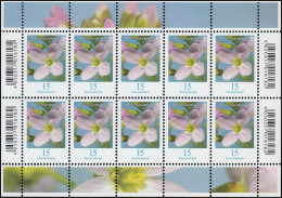 3424 Blumen 15 Cent Wiesenschaumkraut - Zehnerbogen ** Postfrisch - 2001-2010