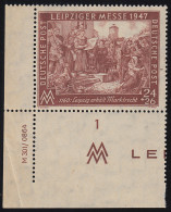 941IDV Messe Leipzig 24 Pf Als Ecke Mit Druckvermerk, ** (Bug Im Rand) - Mint