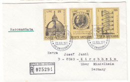 Vatican - Lettre Recom De 1972 - Oblit Poste Vaticane - Exp Vers Kirchheim - Architect - - Lettres & Documents