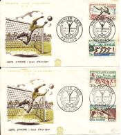 Ivory Coast FDC 23-12-1961 SPORT Complete Set Of 4 On 2 Covers With Cachet - Storia Postale