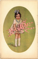 PC ARTIST SIGNED, ZANDRINO, A CHILD WITH FLOWERS, Vintage Postcard (b53004) - Zandrino