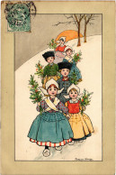 PC ARTIST SIGNED, F. HARDY, CHILDREN IN THE SNOW, Vintage Postcard (b52977) - Hardy, Florence