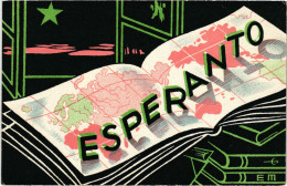 PC ESPERANTO, MAP OF THE WORLD, ATLAS, Vintage Postcard (b53252) - Esperanto