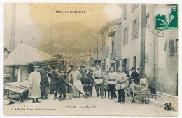 CPA 9 X 14 Isère Pittoresque FURES - Le Marché   Les Pompiers  Charrette  Vélo - Tullins