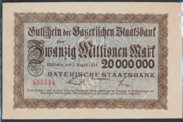 Bayern Inflationsgeld Bayerische Staatsbank Bankfrisch 1923 20 Millionen Mark (10382986 - 20 Millionen Mark