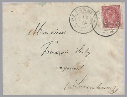 LUXEMBOURG - PETANGE 1904 10c Adolphe - T32 (dbl Circle Cds) Sole Domestic Use - 1895 Adolphe Rechterzijde