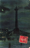 FRANCE - Paris La Nuit - Colonne De Juillet - Vue Sur La Place De La Bastille - Animé - Carte Postale Ancienne - Paris Bei Nacht
