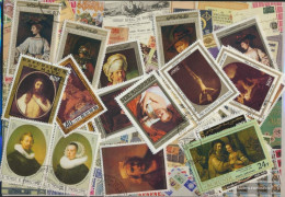 Motives Stamps-25 Various Rembrandt-Paintings Stamps - Rembrandt