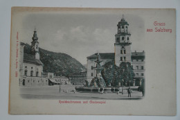 CPA Sépia Vert En Relief Gruss Aus Salsburg Residenzbrunnen Und Glockenspiel -  CHA01 - Salzburg Stadt