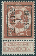 1914 - PRE50B * Spoor Van Plakker - Brussel-Bruxelles - Typografisch 1912-14 (Cijfer-leeuw)