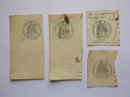 4 FISCAUX Impérial Cachet Fiscal TIMBRE Empire De 5, 10, 35, 50 Centimes Avec Cachet En Relief (certains) - Other & Unclassified