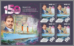 MALDIVES 2019 MNH Mahatma Gandhi Moments SS Kildonan Castle 14/30 M/S - OFFICIAL ISSUE - DH1928 - Mahatma Gandhi