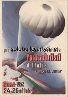 Militari Paracatudisti Prima Adunata Nazionale Paracatudisti D'italia Cartolina Militare Roma 1952 - Paracadutismo