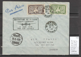 Indochine - 1er Vol Hanoi - Kunming - Chine - 1948 - Air France - Luchtpost