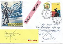 Letter To Lom, Norway, From Andorra, Return To Sender .  2 Pics  Front & Back Cover - Lettres & Documents
