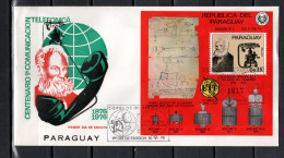 Paraguay 1976 Space, Telephone Centenary S/s On FDC - América Del Sur
