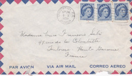 CANADA-1958-lettre De CHICOUTIMI  Pour TOULOUSE-31 (France) -timbres X 3 Sur Lettre-cachet  9-X-1958 - Cartas & Documentos