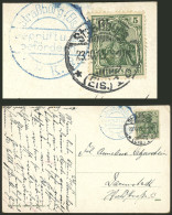 GERMANY: 23/OC/1915 STRASSBOURG - Darmstadt, Postcard Franked With 5pg., With Datestamp Of Strassbourg And Blue Censor M - Autres & Non Classés