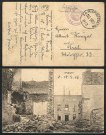 GERMANY: Postcard With View Of Ruins Of Longuyon In The War, Sent With Military Free Frank To Kiel On 18/MAR/1916, VF Qu - Sonstige & Ohne Zuordnung