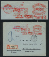 GERMANY: Registered Cover Sent From Bremen To Buenos Aires On 8/MAR/1935 Bearing Nice Meter Postage With Advertising For - Other & Unclassified