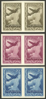 ARGENTINA: GJ.998, 1951 Quinquennial Plan 20c. (airplane And Condor), 3 COLOR PROOFS In Imperforate Pairs, Very Fine Qua - Autres & Non Classés