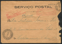 BRAZIL: Official Postal Envelope Flown By ZEPPELIN With Free Frank Because It Was Official, Postmarked Rio De Janeiro 24 - Altri & Non Classificati