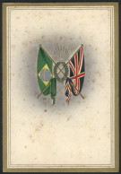 BRAZIL: Card With Flags Of Brazil And Great Britain, Cover Of A Dinner Menu?, Size 9.5 X 14 Cm - Non Classificati