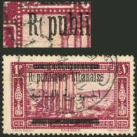 LEBANON: Sc.88, 1928 1p. With VARIETY: E Of Republique Missing" In The Overprint, Used, VF!" - Lebanon