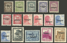 SPANISH MOROCCO: Yvert 279/92, 1939 Complete Set Of 14 Values Overprinted "Tanger", Including Some With "T" Of The Overp - Maroc Espagnol