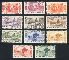 NEW HEBRIDES: Yvert 144/54, Art And Ships, Complete Set Of 11 Values, Very Fine Quality! - Autres & Non Classés