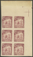 EL SALVADOR: Sc.157C, 1896 2c. Presidential Palace Printed On Paper Without Watermark Or Gum, IMPERFORATE Block Of 6, VF - Salvador