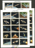 YEMEN: Michel 726/40, 1969 Space Exploration, Set Of 15 Values Perforated And IMPERFORATE + Another Sheet With Golden Ov - Yémen