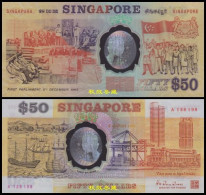 Singapore 50 Dollars,1990, Polymer, Commemorative, A Prefix, Overprinted Date, UNC - Singapour