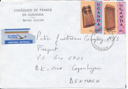 Uganda Cover Sent Air Mail To Denmark 25-4-1995 Topic Stamps Sent From The Embassy Of France Uganda - Oeganda (1962-...)