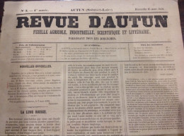 1859 SAONE ET LOIRE REVUE D'AUTUN N° 3 Première Année - Four A Chaux De SAINT DENIS - CONSCRITS - NOUVELLES LOCALES - Non Classificati