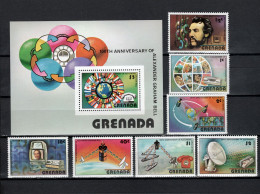 Grenada 1976 Space, Telephone Centenary Set Of 7 + S/s MNH - America Del Nord