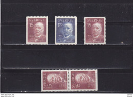 SUEDE 1959 AARHENIUS PRIX NOBEL DE PHYSIQUE Yvert 444-445 + 445a + 445b NEUF**MNH Cote : 7,30 Euros - Neufs