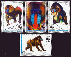 Guinea Equat. 1991, Wwf, Baboons, 4val - Chimpanzés