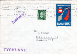 Norwegen 1956, 25 öre Auf Drucksache Brief V. Hammerfest M. Polar Vignette - Sonstige & Ohne Zuordnung