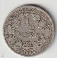 DEUTSCHES REICH 1906 A: 1/2 Mark, Silver, KM 17 - 1/2 Mark