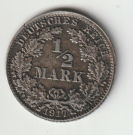 DEUTSCHES REICH 1917 A: 1/2 Mark, Silver, KM 17 - 1/2 Mark