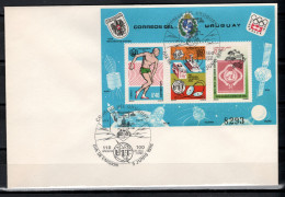 Uruguay 1976 Space, Telephone Centenary, Football Soccer, Olympic Montreal/Innsbruck S/s On FDC -scarce- - South America
