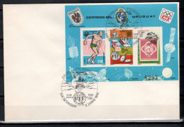 Uruguay 1976 Space, Telephone Centenary, Football Soccer, Olympic Montreal/Innsbruck S/s On FDC -scarce- - Sud America