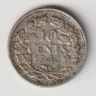 NEDERLAND 1941: 10 Cents, Silver, KM 164 - 10 Cent