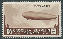 1933 CIRENAICA POSTA AEREA ZEPPELIN 3 LIRE MNH ** - P41-9 - Cirenaica