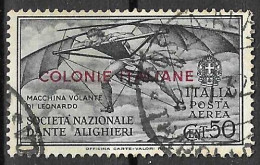 COLONIE ITALIANE - 1932 - POSTA AEREA - DANTE ALIGHIERI - CENT 50 - USATO (YVERT AV 1 -MICHEL 13 - SS A8) - Amtliche Ausgaben