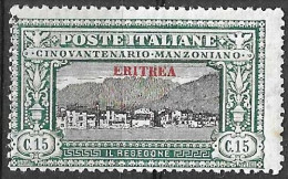 ERITREA - 1924 - MANZONI - CENT 15 - NUOVO MH*(YVERT 72 - MICHEL 75 - SS 72) - Eritrea