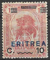 ERITREA - 1924 - LEONE SOPRASTAMPATO AZZURRO -C. 10/1A - NUOVO MN* (YVERT 82 - MICHEL 85 - SS 82) - Eritrea