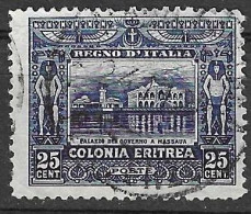 ERITREA - 1910 - PALAZZO DEL GOVERNO - CENT 25 - USATO (YVERT 40 - MICHEL 42 - SS 37) - Eritrea